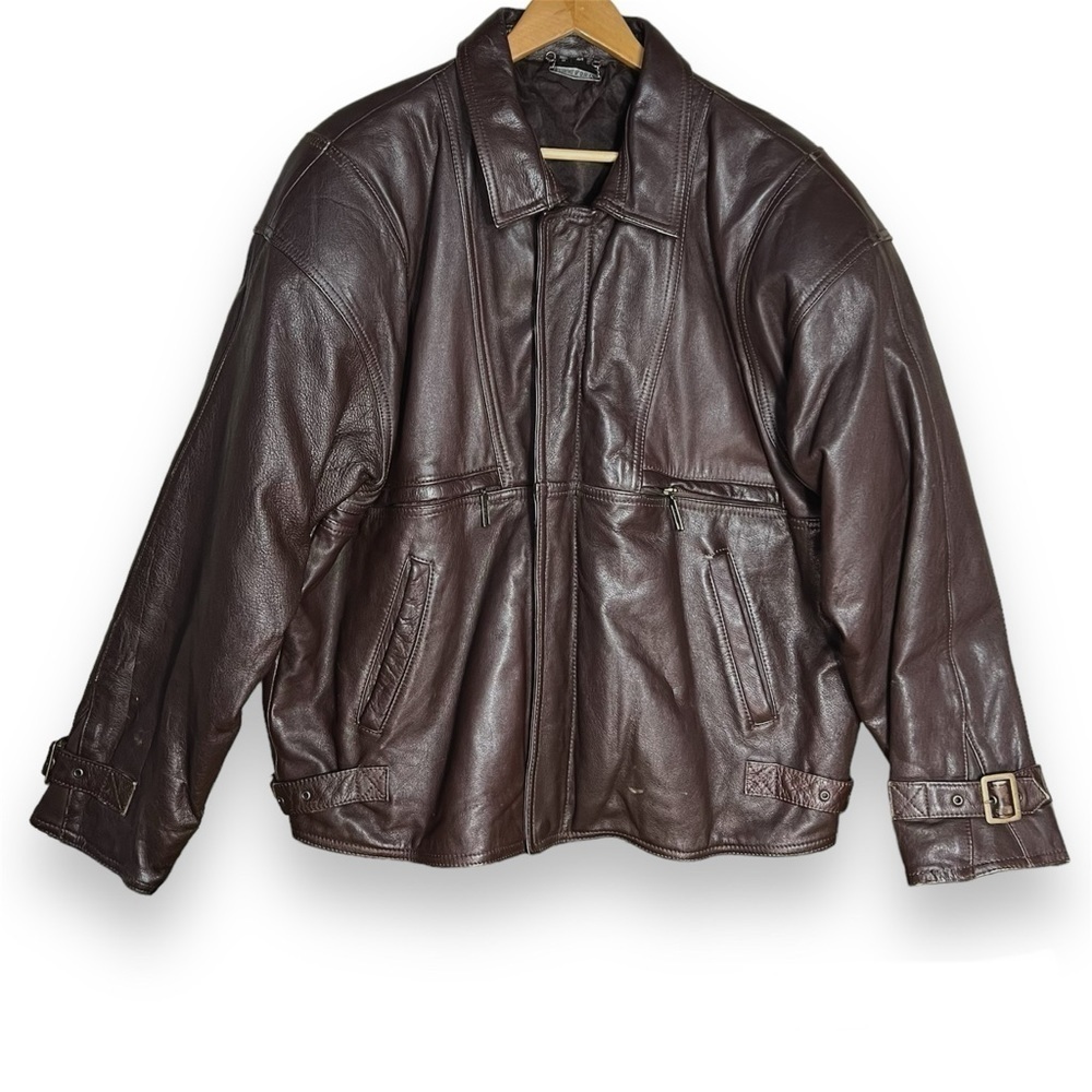 Fidelity‎ Mens 44 Brown Leather Motorcycle Biker Cafe Jacket Vintage